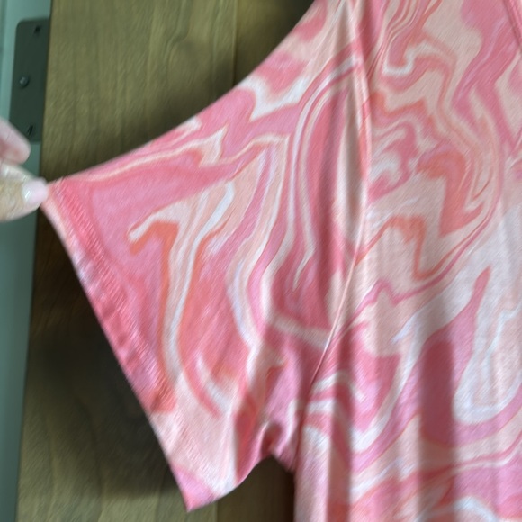 Belle by Kim Gravel Marble Print Maxi Dress Womens L Pink Beach loungewear Comfy - Picture 5 of 9